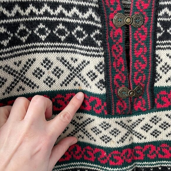 Vintage CLIMAX By Sacha Fair Isle Sweater Black Red Medium - Picture 7 of 8